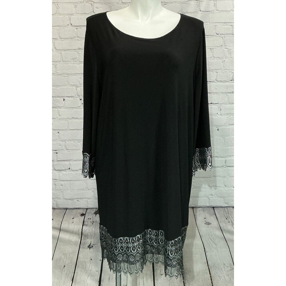 Tiana B. Women’s Black Lace Trim Shift Dress (Size 24W)